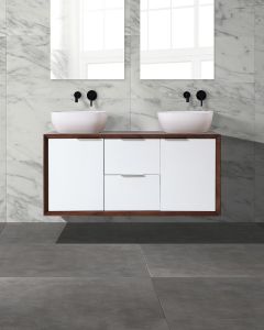 Hamilton 1200 Solid Ash Walnut Wall Mounted Vanity