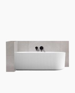Harper Back to Left Corner Fluted Groove Bath 1700 Matte White