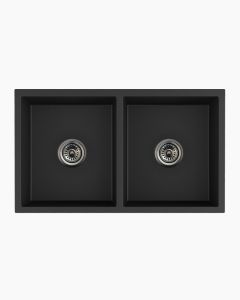 Ontario Double Square Granite Kitchen Sink Black