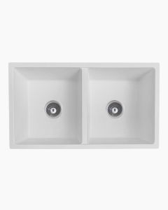 Ontario Double Square Granite Kitchen Sink White