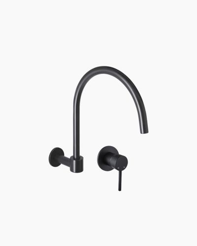 Eleanor Swivel Wall Spout & Mixer Set Black