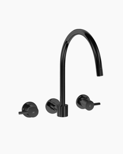 Eleanor Swivel Wall Spout & Tap Set Black