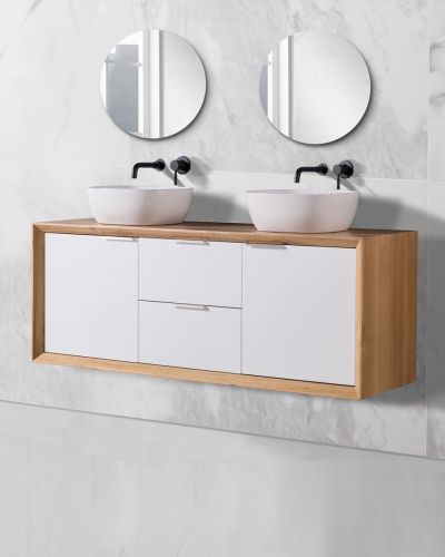 Hamilton 1500 Solid Ash Natural Wall Mounted Vanity