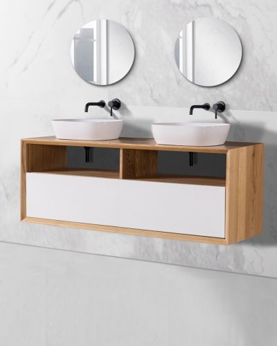 Paloma 1500 Solid Ash Natural Wall Mounted Vanity