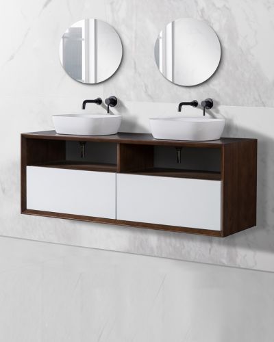 Paloma 1500 Solid Oak Jacobean Wall Mounted Vanity