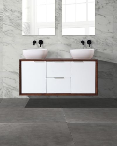 Hamilton 1200 Solid Ash Walnut Wall Mounted Vanity