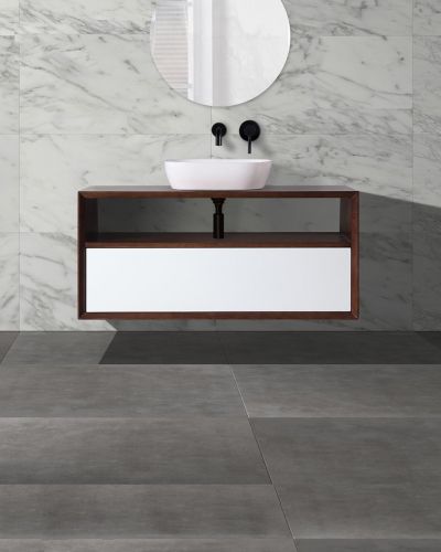 Paloma 1200 Solid Ash Walnut Wall Mounted Vanity