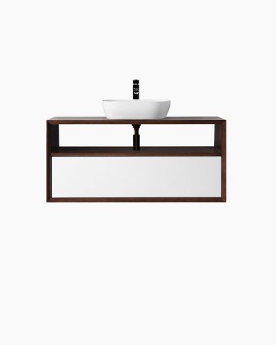 Paloma 1200 Solid Ash Walnut Wall Mounted Vanity