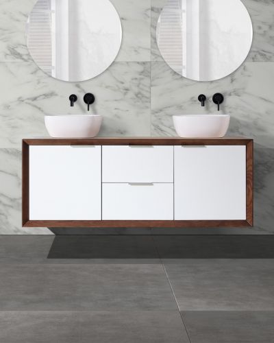Hamilton 1500 Solid Ash Walnut Wall Mounted Vanity