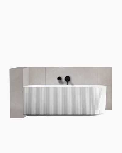 Harper Back to Left Corner Fluted Groove Bath 1700 Matte White