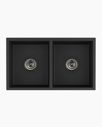 Ontario Double Square Granite Kitchen Sink Black