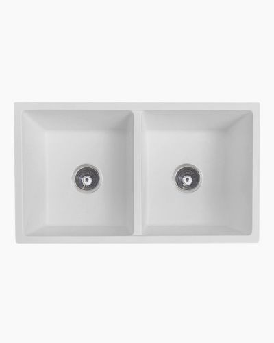 Ontario Double Square Granite Kitchen Sink White