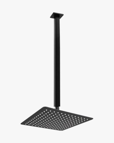 Sebastian Ceiling Shower Arm Extended & Luxor Shower Head Set Black