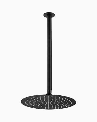 Eleanor Ceiling Shower Arm Extended & Vera Shower Head Set Black