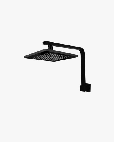 Sebastian Wall Gooseneck Shower Arm & Quentin Shower Head Set Black
