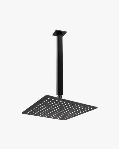 Sebastian Ceiling Shower Arm & Luxor Shower Head Set Black