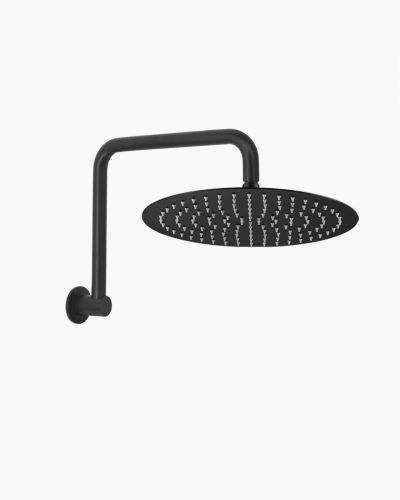Eleanor Wall Gooseneck Shower Arm & Vera Shower Head Set Black