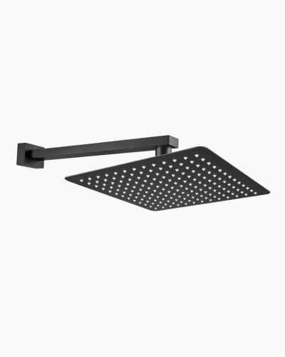 Sebastian Wall Shower Arm & Luxor Shower Head Set Black