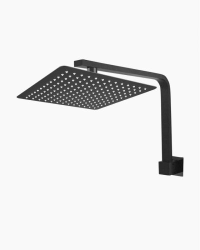 Sebastian Wall Gooseneck Shower Arm & Luxor Shower Head Set Black