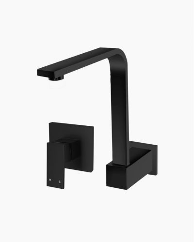 Sebastian Swivel Wall Spout & Mixer Set Black