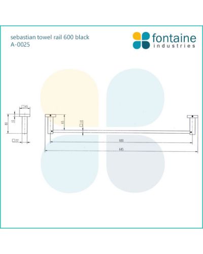 Sebastian Towel Rail Single 600 Black